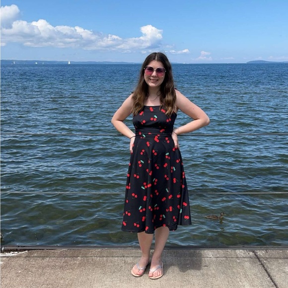 Black Cherry Print Dress - Picture 3 of 3